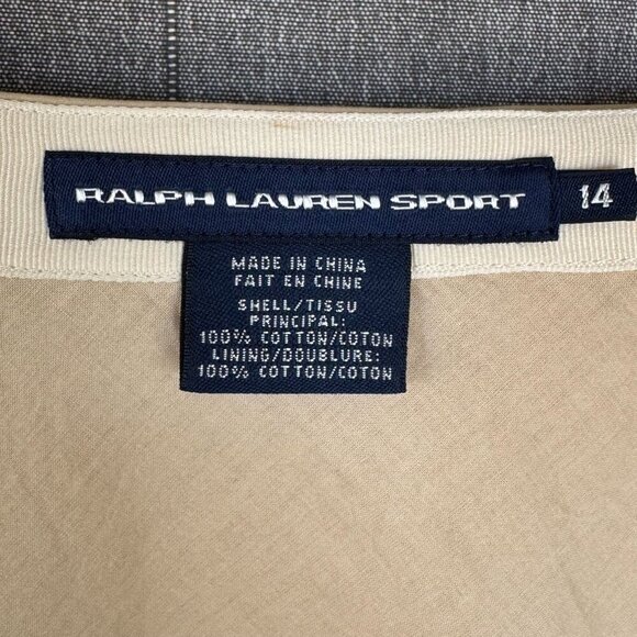 Ralph Lauren Sport Light Tan 100% Cotton Pleated A Line Short Skirt Size 14 - Picture 10 of 13